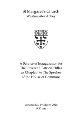 Order of Service for a Service of Inauguration