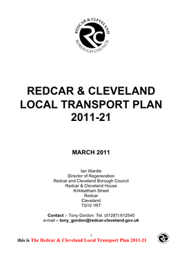 Redcar & Cleveland Borough Council Local Transport Plan 2011-21