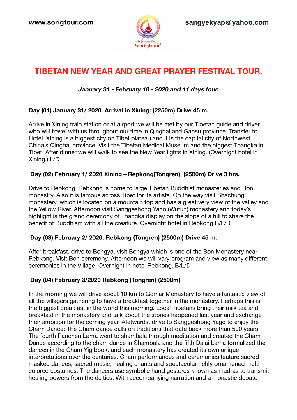 Tibetan New Year and Great Prayer Festival Tour