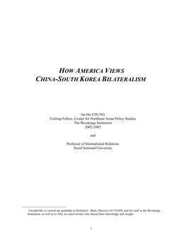 How America Views China-South Korea Bilateralism∗