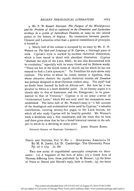 Texts and Studies, Vol. V, No. 1. Apocrypha Anecdota II. M. R. James