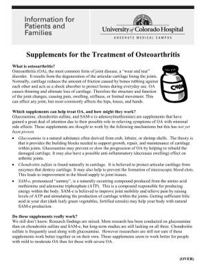 Supplements for the Treatment of Osteoarthritis