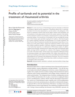 Profile of Sarilumab and Its Potential in the Treatment of Rheumatoid Arthritis
