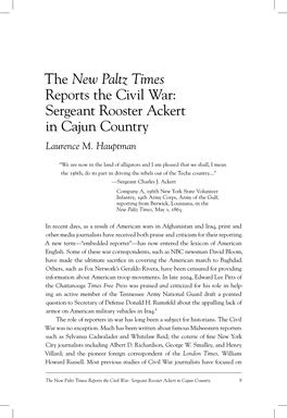 The New Paltz Times Reports the Civil War: Sergeant Rooster Ackert in Cajun Country Laurence M