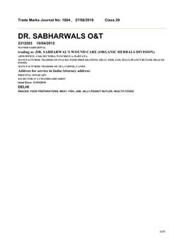Dr. Sabharwals O&T
