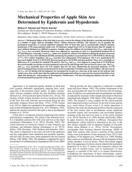 Mechanical Properties of Apple Skin Are Determined by Epidermis and Hypodermis