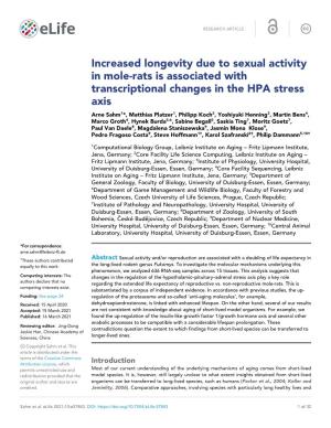 Increased Longevity Due to Sexual Activity in Mole-Rats Is Associated