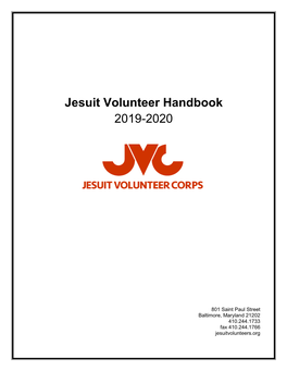 Jesuit Volunteer Handbook 2019-2020