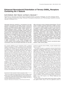 Enhanced Neurosteroid Potentiation of Ternary GABAA Receptors Containing the ␦ Subunit