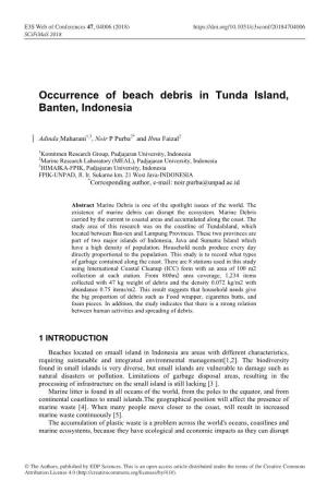 Occurrence of Beach Debris in Tunda Island, Banten, Indonesia