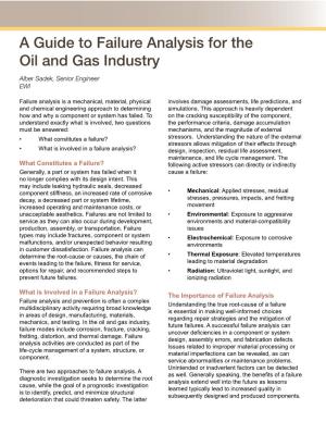 A Guide to Failure Analysis for the Oil and Gas Industry