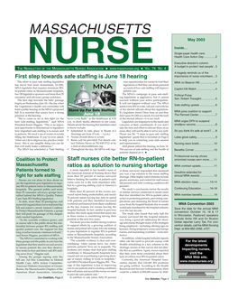 Massachusetts Nurse Newsletter :: May 2003
