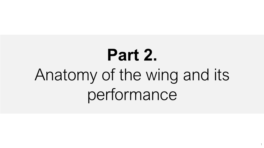 Part 2. Anatomy of the Wing and Its Performance