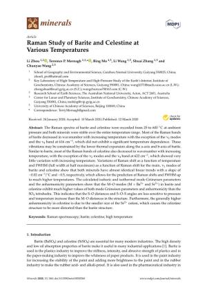 Raman Study of Barite and Celestine at Various Temperatures