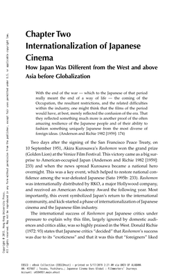 Chapter Two Internationalization of Japanese Cinema How Japan Was Different from the West and Above Asia Before Globalization
