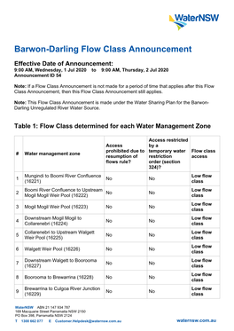 Flow Class Announcement Transaction