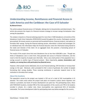 Understanding Income, Remittances and Financial Access in Latin America and the Caribbean: the Case of El Salvador by Manuel Orozco