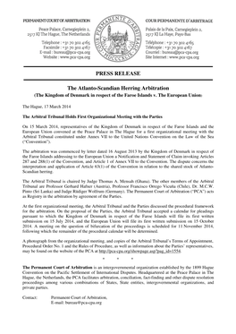 PRESS RELEASE the Atlanto-Scandian Herring Arbitration