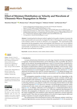 Effect of Moisture Distribution on Velocity and Waveform of Ultrasonic-Wave Propagation in Mortar