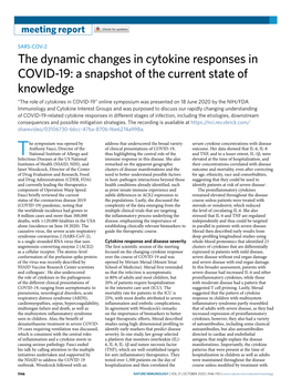 The Dynamic Changes in Cytokine Responses in COVID-19