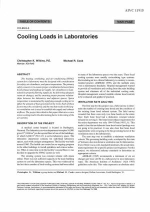 Cooling Loads in Laboratories