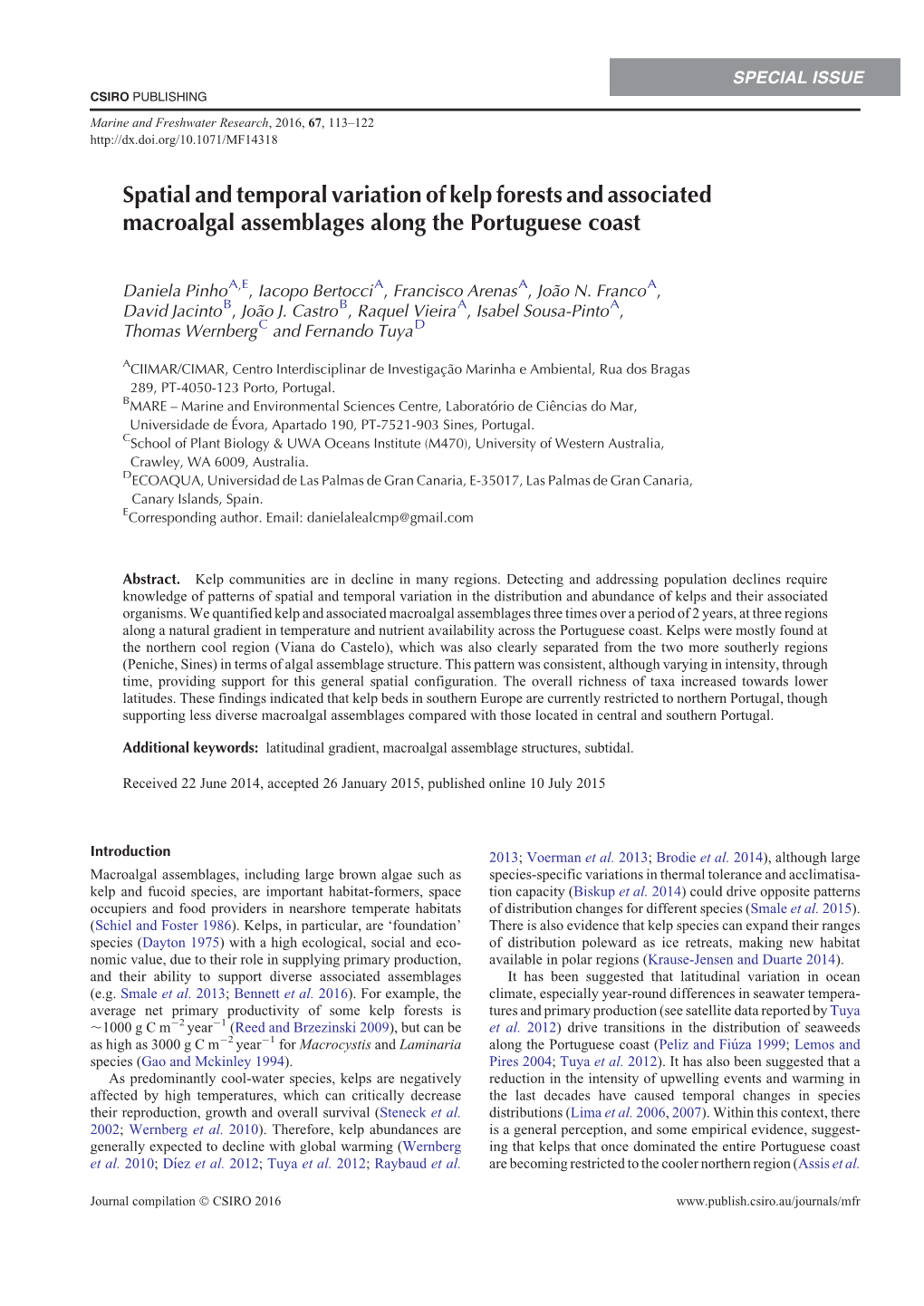 Spatial and Temporal Variation of Kelp Forests and Associated Macroalgal Assemblages Along the Portuguese Coast