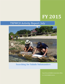 U.S. Fish & Wildlife Service, Texas Fish and Wildlife Conservation Office, Accomplishments July 2015