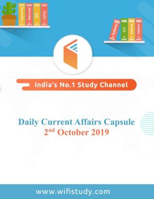 Title Title Daily Current Affairs Capsule 2Nd October 2019
