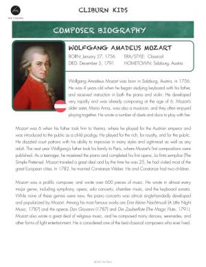 Composer Biography: Wolfgang Amadeus Mozart