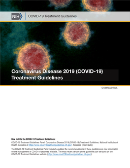(COVID-19) Treatment Guidelines