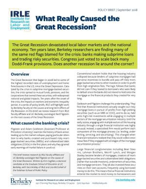 What Really Caused the Great Recession?