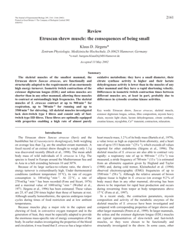 Etruscan Shrew Muscle: the Consequences of Being Small Klaus D