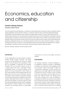 Economics, Education and Citizenship