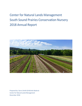 2018 Conservation Nursery Annual Report