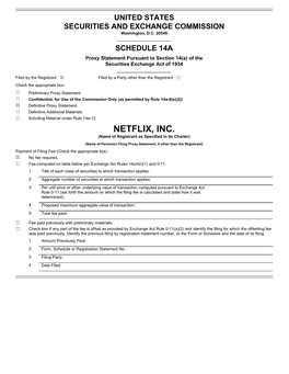 NETFLIX, INC. (Name of Registrant As Specified in Its Charter)