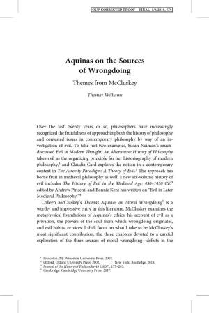 Aquinas on the Sources of Wrongdoing: Themes from Mccluskey