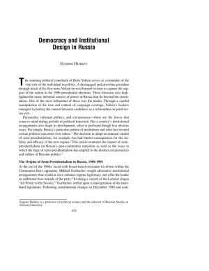 Democracy and Institutional Design in Russia