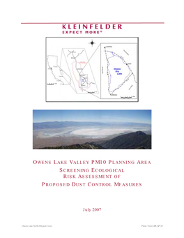 Owens Lake Screening Level Ecological Risk Assessment