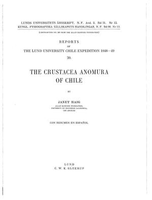The Crustacea Anomura of Chile