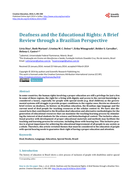 Deafness and the Educational Rights: a Brief Review Through a Brazilian Perspective