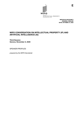 Wipo Conversation on Intellectual Property (Ip) and Artificial Intelligence (Ai)