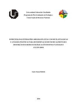 Universidade Federal De Uberlândia Programa De Pós-Graduação Em Ecologia E Conservação De Recursos Naturais