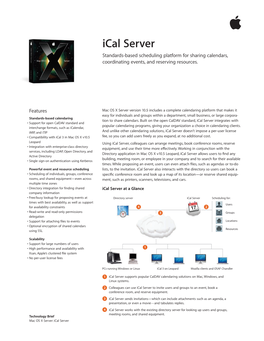 Ical Server Standards-Based Scheduling Platform for Sharing Calendars, Coordinating Events, and Reserving Resources