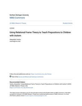 Using Relational Frame Theory to Teach Prepositions to Children with Autism