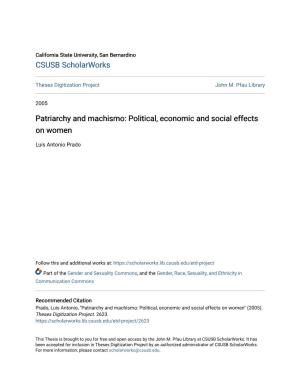 Patriarchy and Machismo: Political, Economic and Social Effects on Women