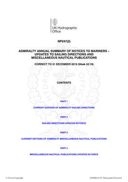 Updates to Sailing Directions and Miscellaneous Nautical Publications