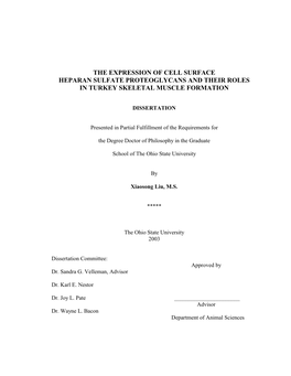 The Expression of Cell Surface Heparan Sulfate Proteoglycans and Their Roles in Turkey Skeletal Muscle Formation