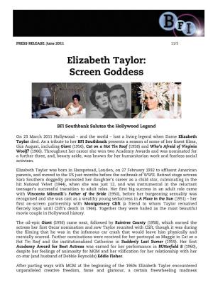 Elizabeth Taylor: Screen Goddess
