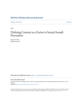 Defining Consent As a Factor in Sexual Assault Prevention Kyana D