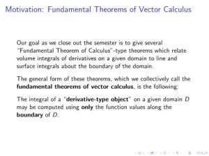 Motivation: Fundamental Theorems of Vector Calculus